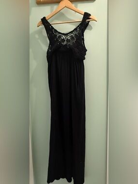 aerie Black Crochet Knit Dress